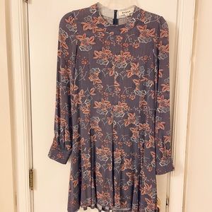 Ryder Blue Floral Pattern Mini Dress With Pockets